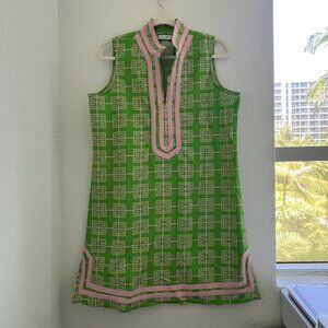 Short Sleeve Green and Pink Cover Up